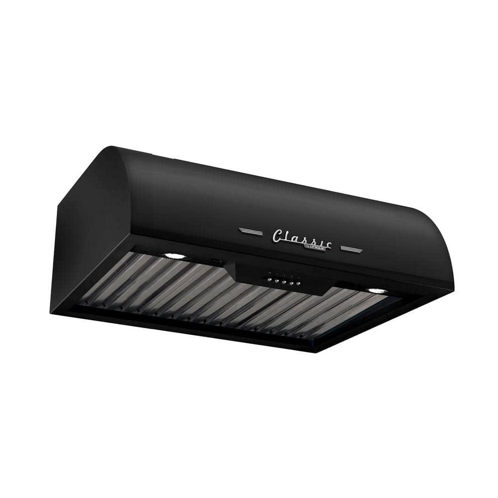 Classic Retro 24" 500 CFM Ducted Under Cabinet Range Hood with Stainless Steel Baffles and Light