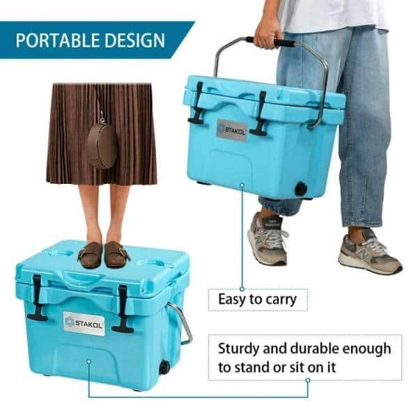 Costway 16 Quart Cooler Portable Ice Chest Leak-proof 24 Cans Ice Boxfor Camping