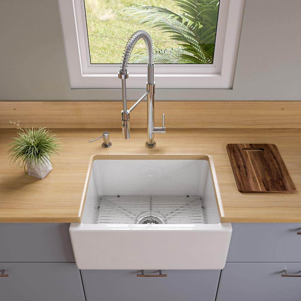 24'' L Flush Single Bowl Fireclay Kitchen Sink
