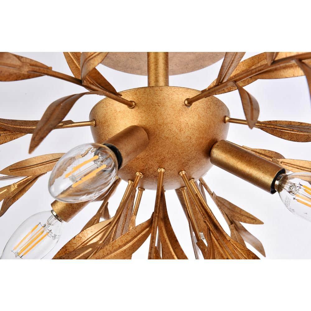 Elegant Lighting Priscilla 23 inch flush mount in gold leaf
