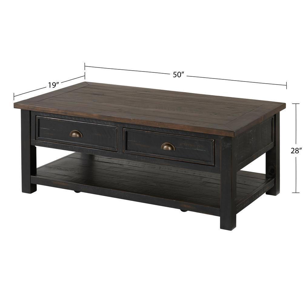 Martin Svensson Home Monterey 50" Coffee Table, Black and Brown