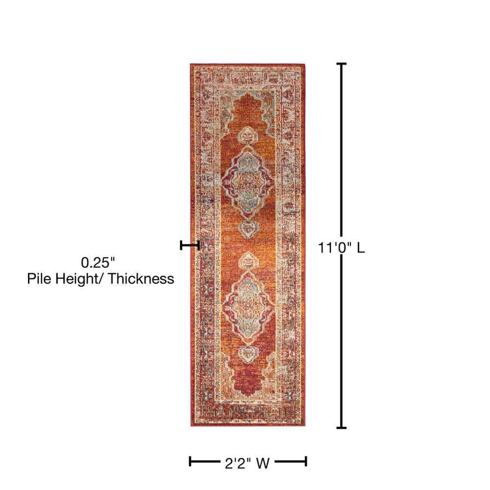 Crystal CRS500 Power Loomed Runner Rug - Orange/Light Blue - 2'2"x11' - Safavieh.