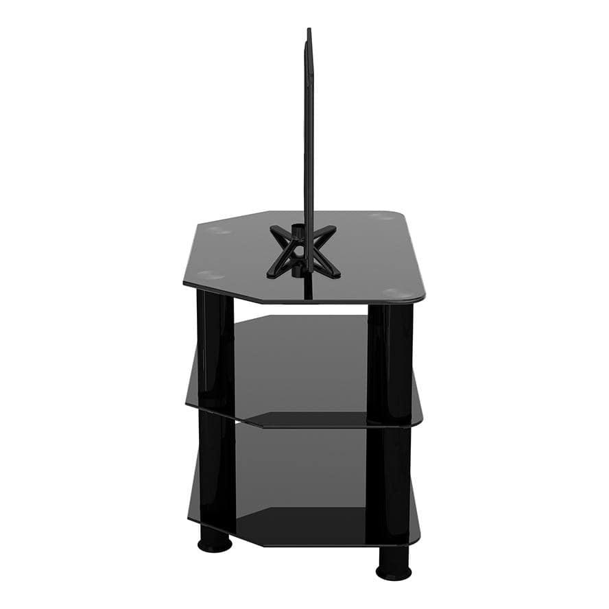 SDC600BB-A TV Stand for up to 32-inch TVs, Black Glass, Black Legs