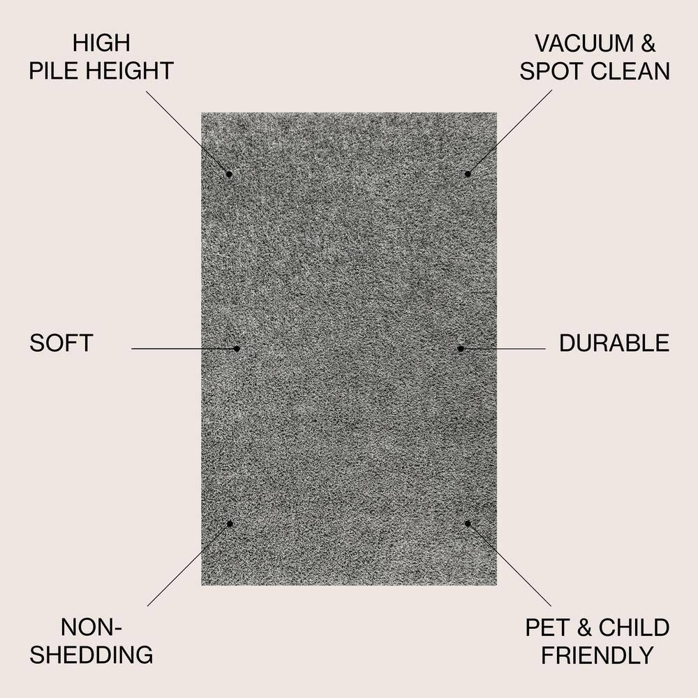 3'x5' Mercer Shag Plush Area Rug, Charcoal - JONATHAN Y