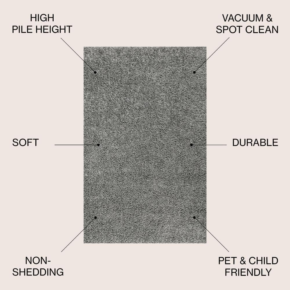 4'x6' Mercer Shag Plush Area Rug, Charcoal - JONATHAN Y