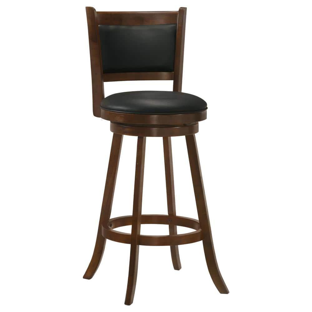 Coaster Upholstered Faux Leather Swivel Bar Stools in Black