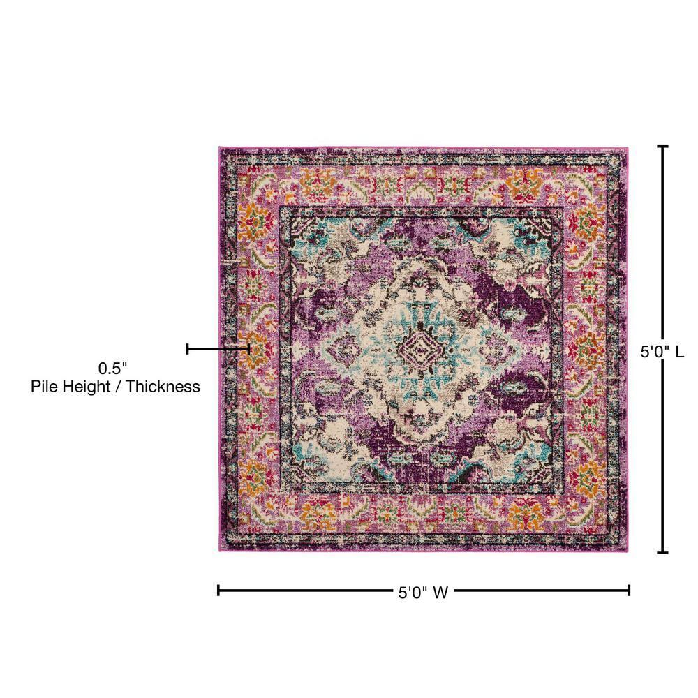 Monaco MNC243 Power Loomed Indoor Area Rug - Violet/Light Blue - 5'x5' - Safavieh.