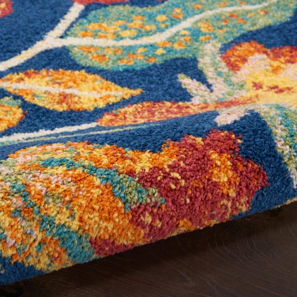 Nourison Allur Botanical Indoor Area Rug Navy Multicolor 5'3" x 7'3"