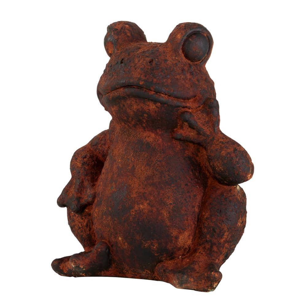 DecMode Outdoor 13" x 16" Rust Magnesium Oxide Rustic Frogs Garden Sculpture, 1 - Pieces