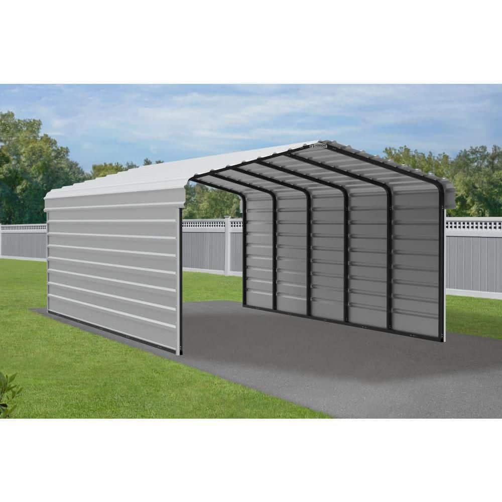 Arrow Arrow Steel Carport with 2 Side Wall Kits, 12X24X07