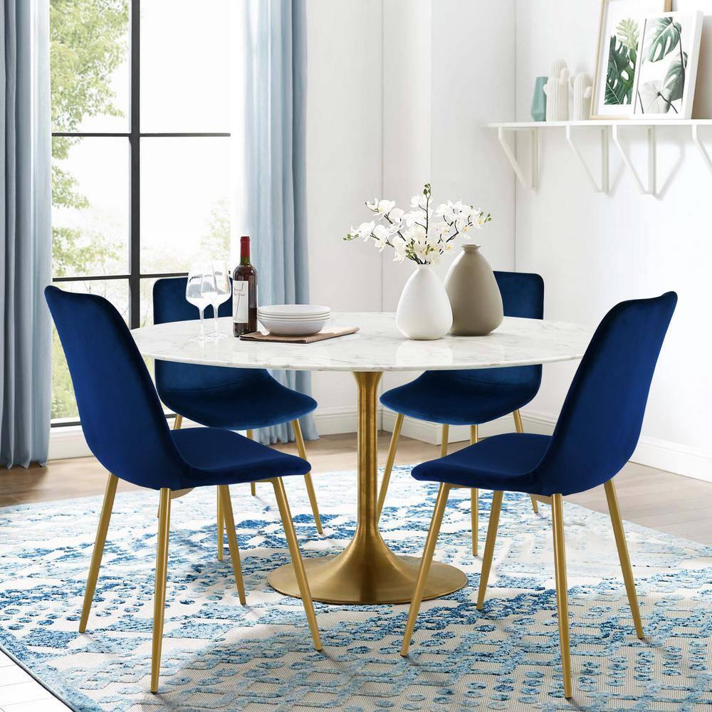 Set of 4 Bingo Blue Upholstered  Side Chair -Maison Boucle