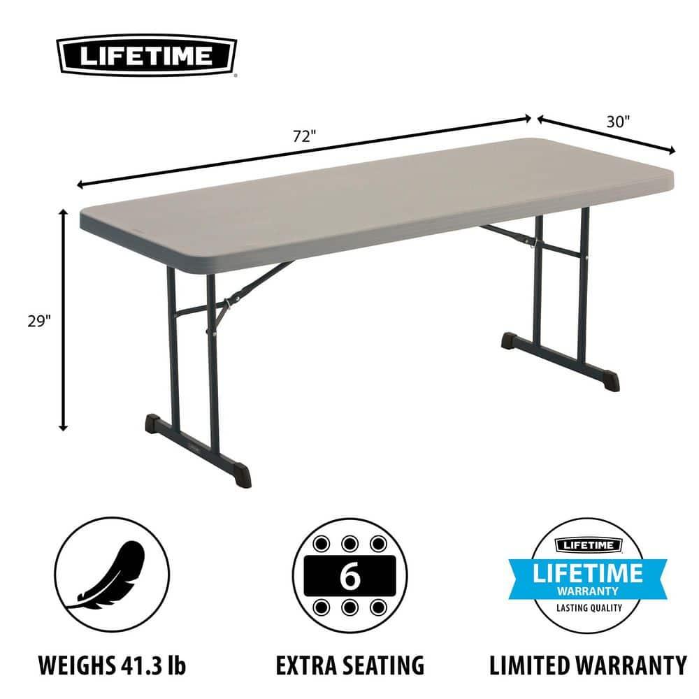 Lifetime 6 Foot Rectangle Folding Table, Indoor/Outdoor Professional, Putty (80126)