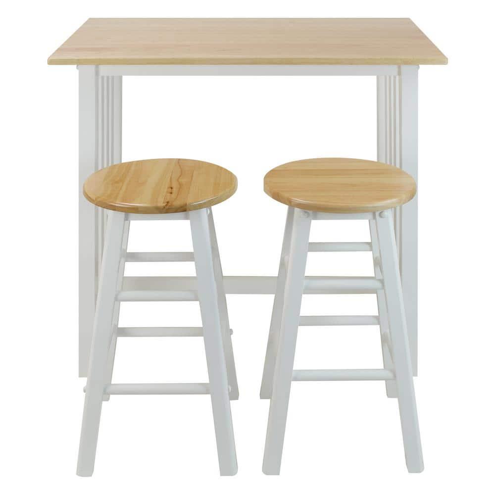 3-Piece Breakfast Set made with Solid Wood - White