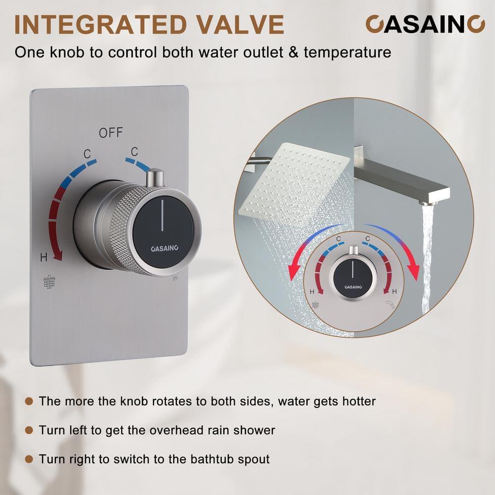 10 Inch Rainfall Shower System with Tilt Shower Head and Tub Spout with Rough in-Valve