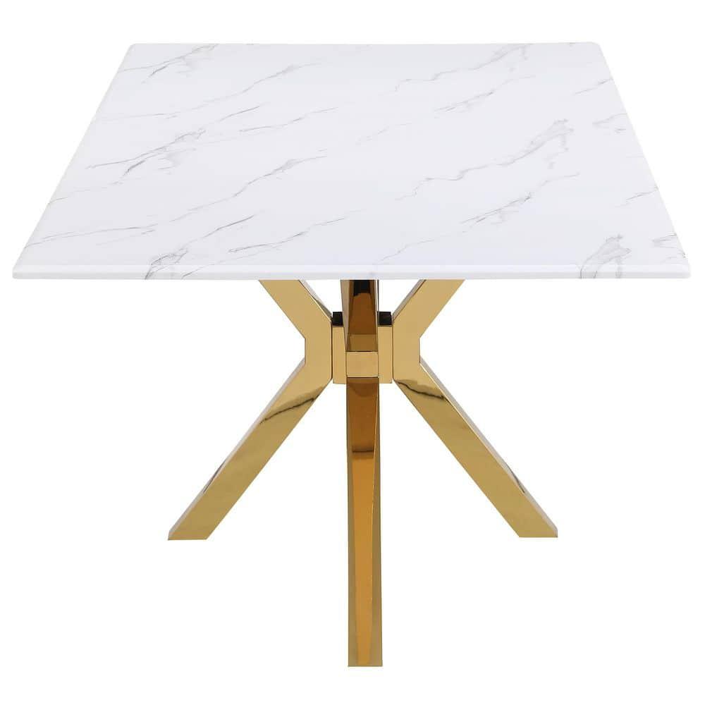 Coaster Venera Rectangular 79-inch Faux Marble Dining Table White