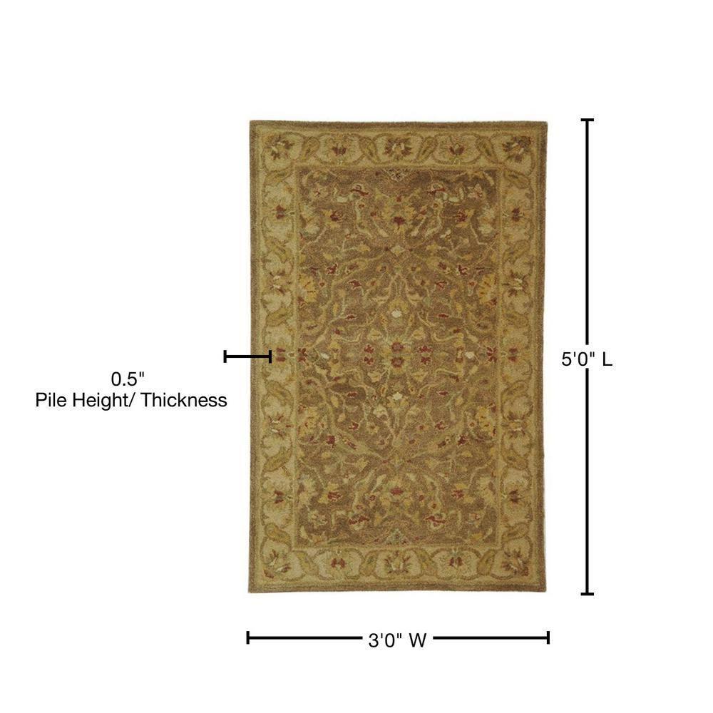 SAFAVIEH Antiquity Beaufort Traditional Floral Wool Area Rug, Brown/Gold, 3' x 5'