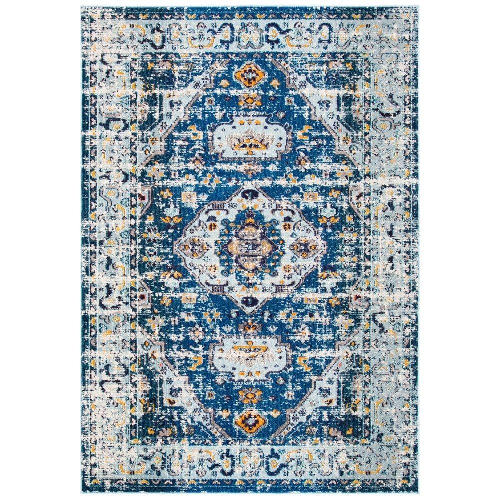 Madison MAD468 Power Loomed Indoor Area Rug - Dark Blue/Light Blue - 4'x6' - Safavieh