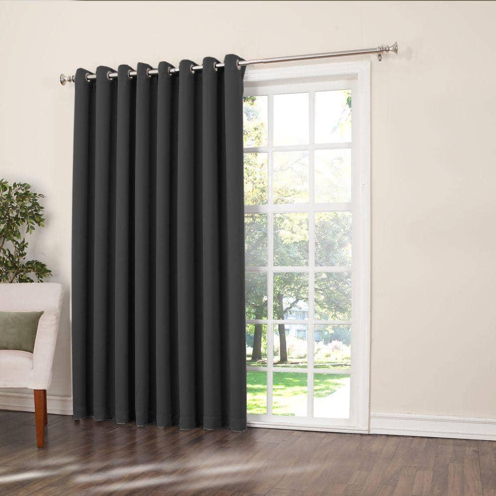 100"x84" Sun Zero Room Darkening Seymour Grommet Sliding Patio Door Curtain Panel Black: Modern Thermal Insulated