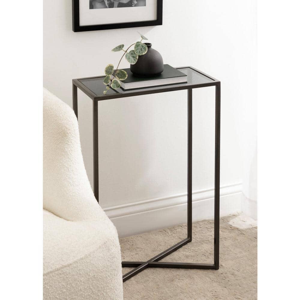 Kate and Laurel Jaspur Rectangle Metal Side Table, 16x8x24, Pewter