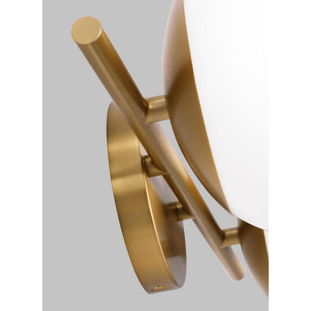 Ellen DeGeneres Crafted Symmetrical 2-Light Vanity in Burnished Brass with Milk White Glass