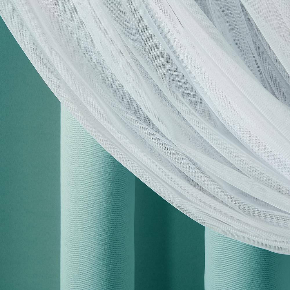 Set of 2 (63"x52") Caterina Layered Solid Blackout with Sheer Top Curtain Panels Blue Blue - Exclusive Home