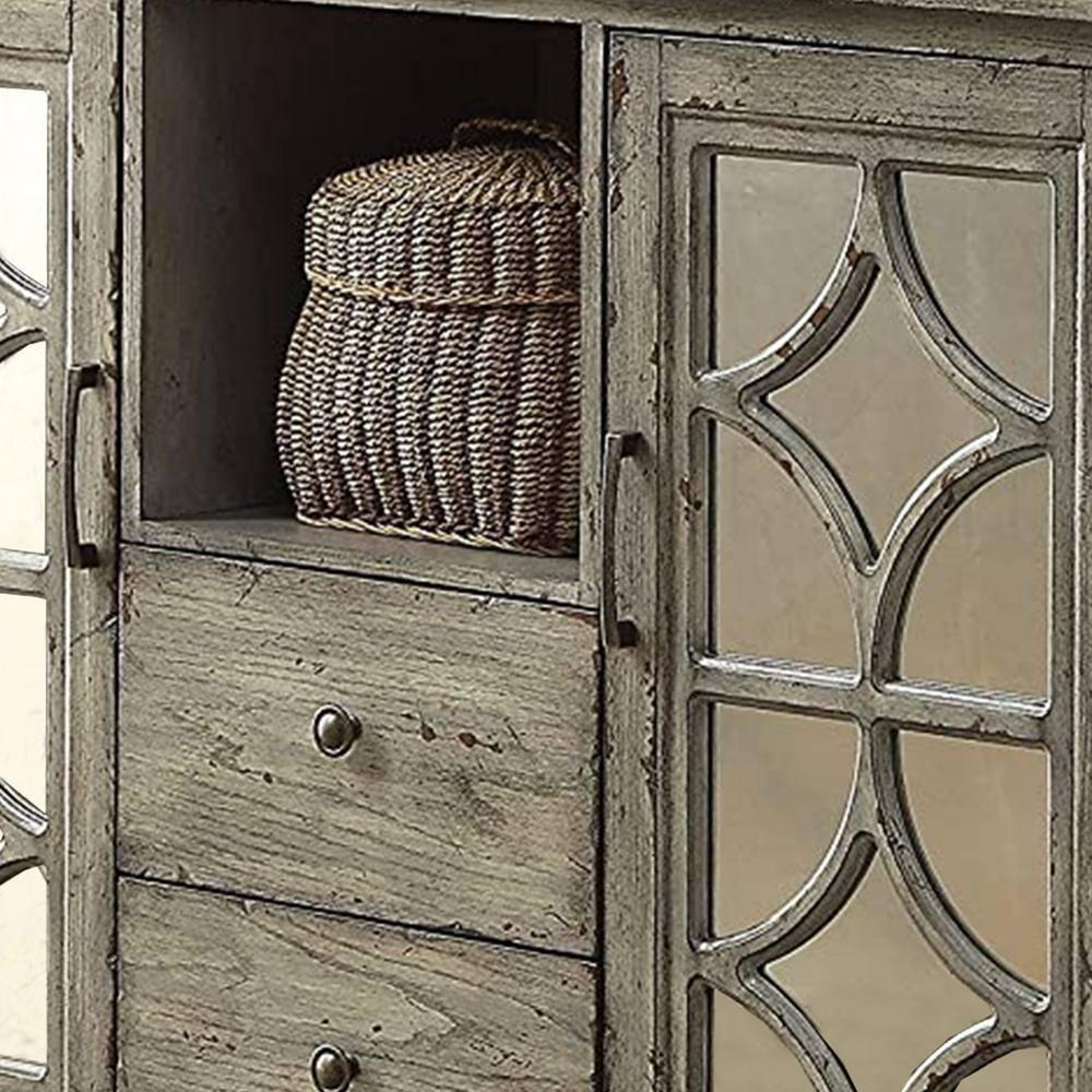 HomeStock Artisanal Artistry Console Table With 2 Doors And 2 Drawers, Weathered Gray