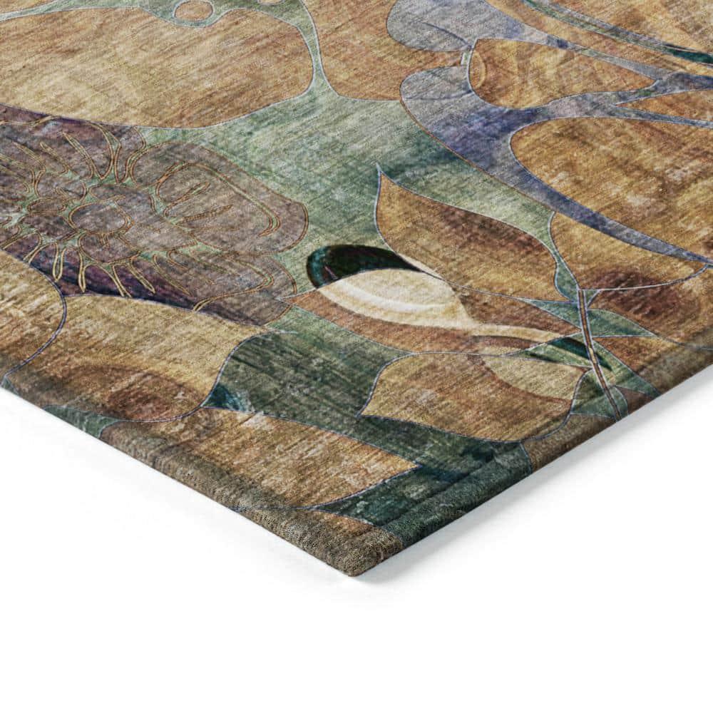 Addison Rugs Chantille Indoor/Outdoor Transitional Floral Beige Washable Rectangle Rug, 8' x 10'