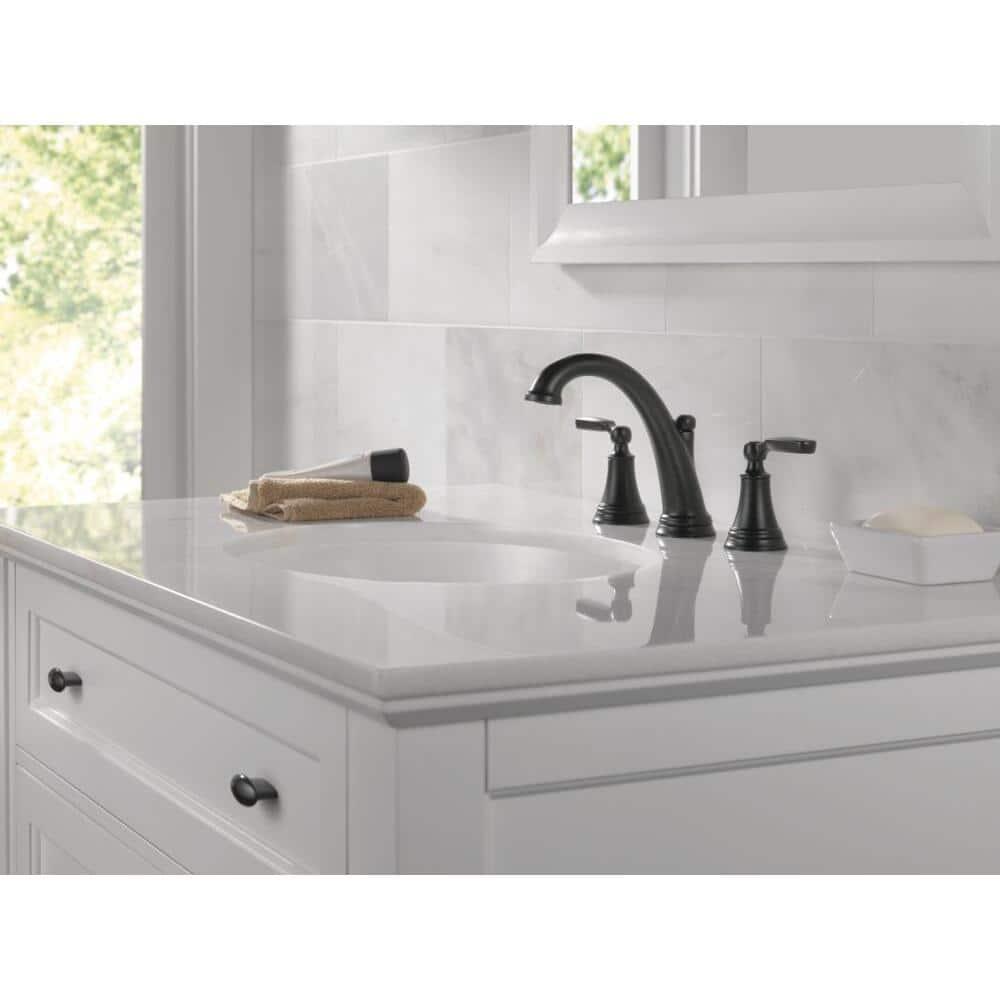 Woodhurst Widespread Bathroom Faucet 3 Hole, 2-handle Bathroom Sink Faucet with Drain Assembly