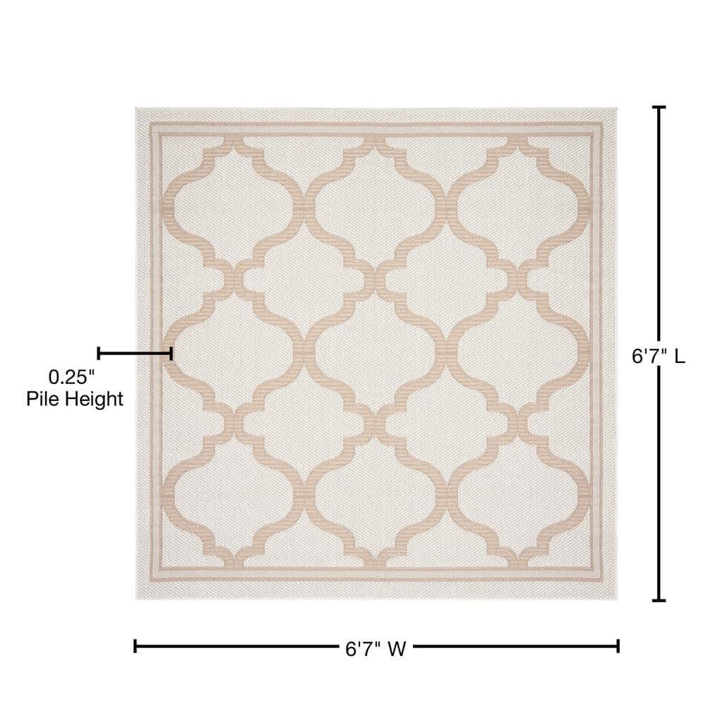 Bermuda BMU810 Power Loomed Indoor/Outdoor Machine Washable Area Rug - Ivory/Beige - 6'7"x6'7" - Safavieh