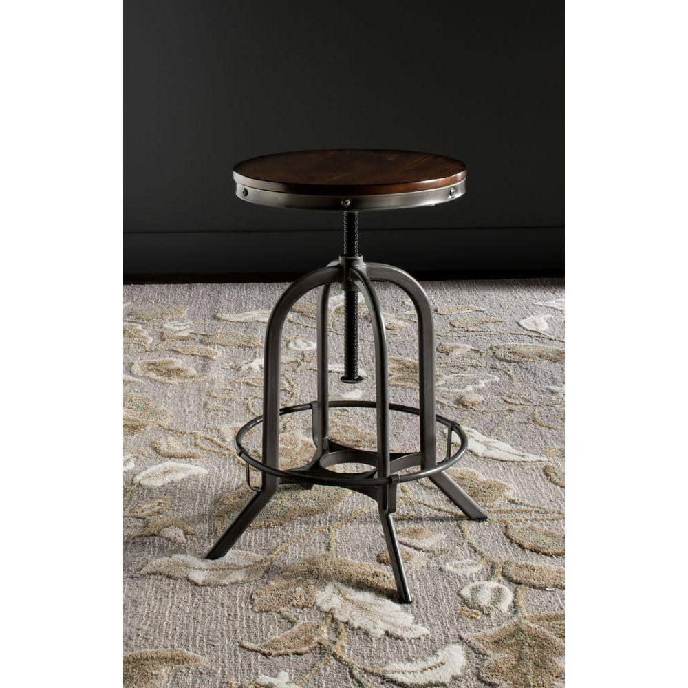 Wildomar Swivel Stool - FOX6226 - Burnt Oak/Iron - Safavieh Couture