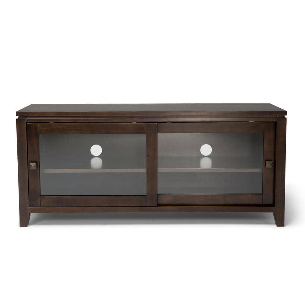 Simpli Cosmopolitan Wood 48"W TV Media Stand For TVs upto 50" in Mahogany Brown