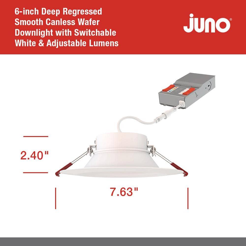 Juno WF6 DREG SM ALO20 SWW5 90CRI MW M6 6'' Selectable Color Temperature Dimmable Air-Tight IC Rated LED Canless Recessed Lighting Kit