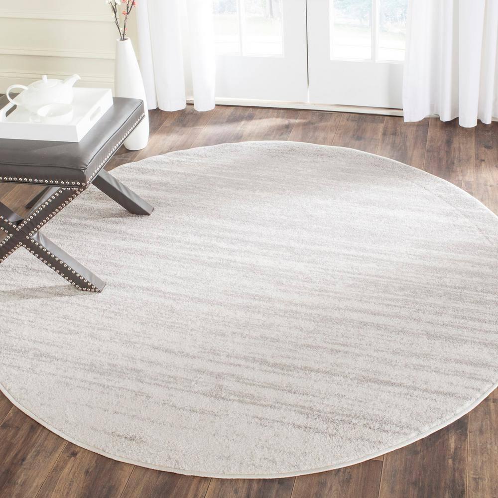 Adirondack ADR113 Machine Made Indoor Area Rug - Ivory/Silver - 4' Round - Safavieh