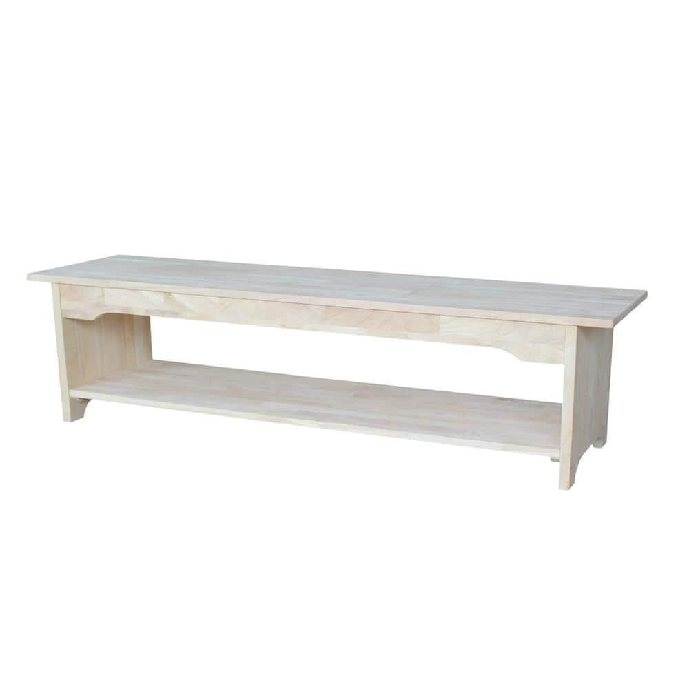 60" Brookstone Bench - International Concepts: Solid Wood, Unfinished, Parawood, Seats 2