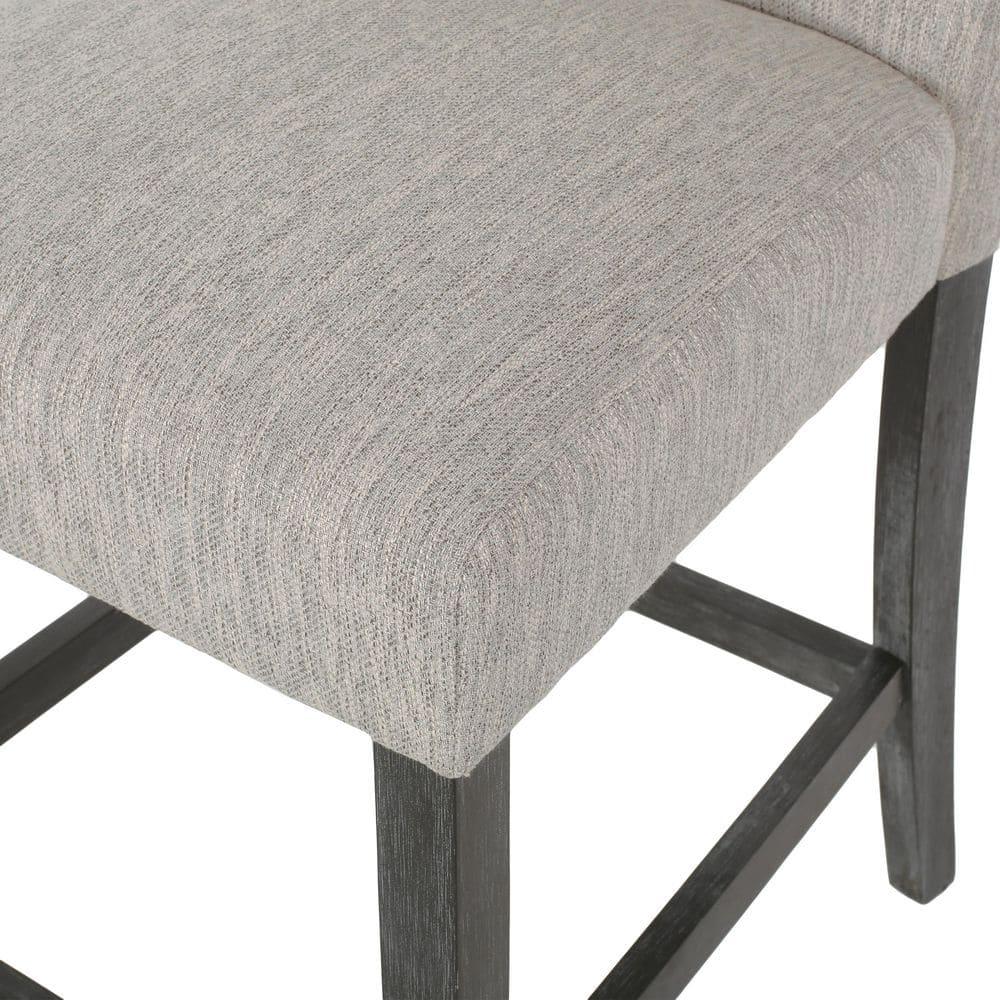 Noble House Darke Fabric Button Tufted Counter Stools, Set of 2, Light Gray and Gray