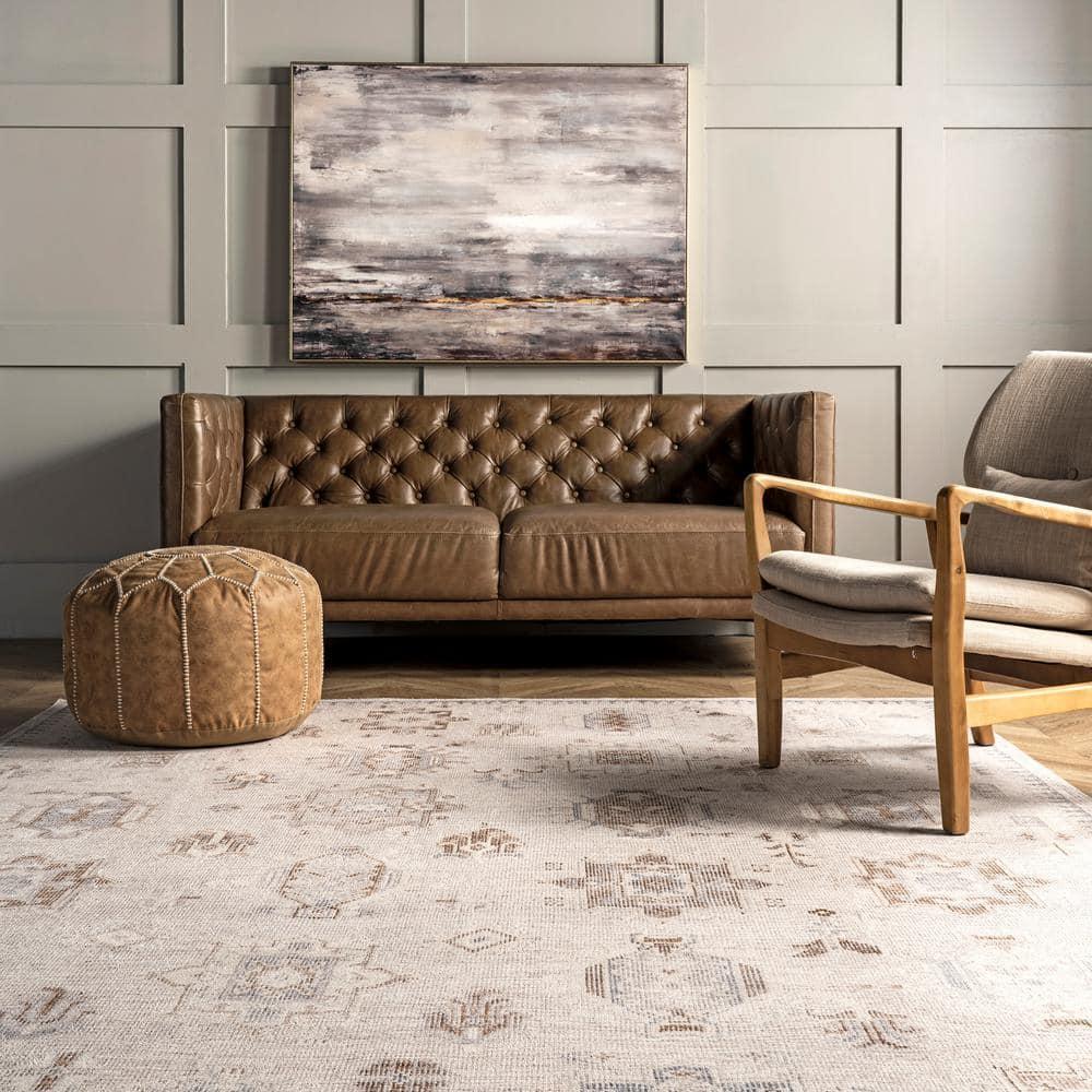 Nuloom Krystin Distressed Pet Friendly Machine Washable Area Rug, 5' x 8', Beige
