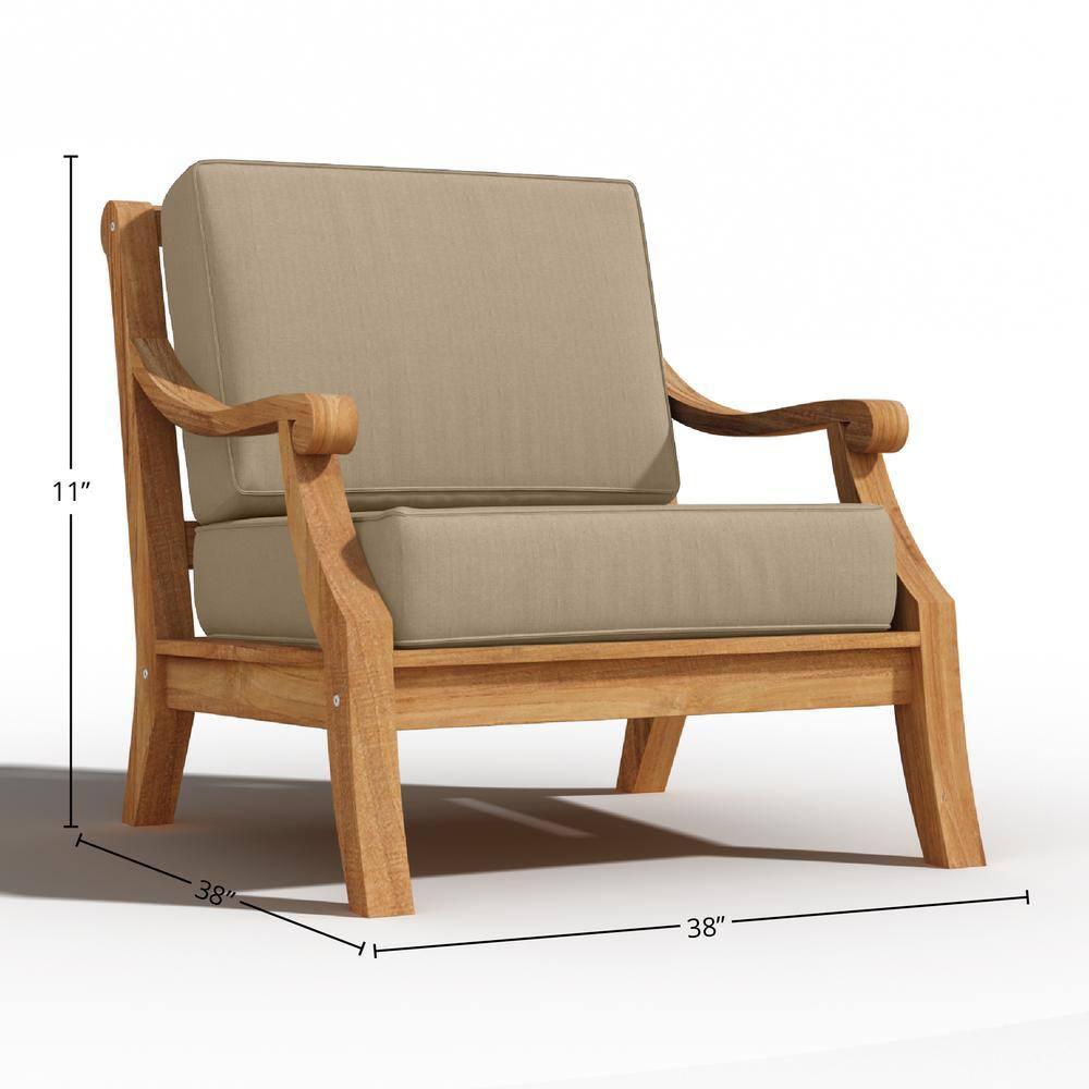 Curated Maison Adrien 4-Piece Teak Outdoor Patio Deep Seating Set with Sunbrella Cushions