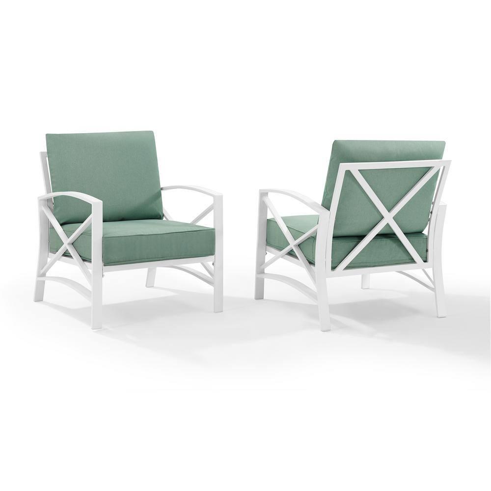 2pk Kaplan Outdoor Steel Arm Chairs Mist/White - Crosley