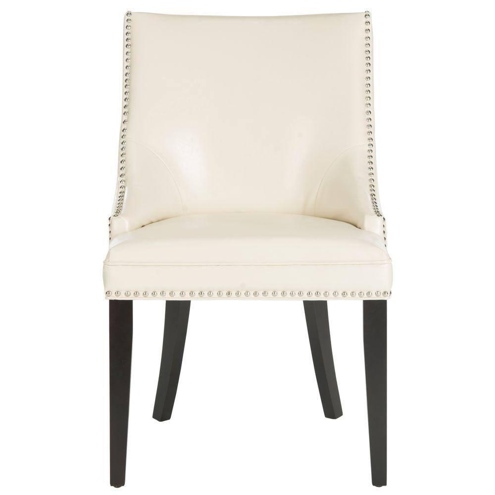 Afton 20"H Side Chair with Nail Heads (Set of 2) - Flat Cream - Safavieh
