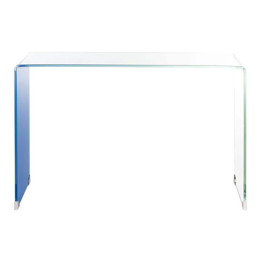 Crysta Ombre Glass Console Table - Clear/Blue - Safavieh