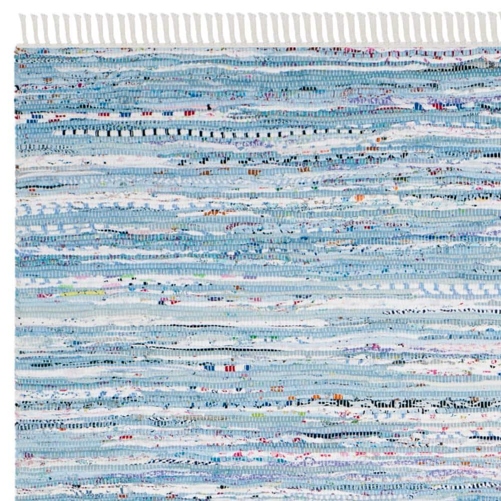 Rag Rug RAR125 Hand Woven Indoor Area Rug - Light Blue/Multi - 8'9"x11'9" - Safavieh.