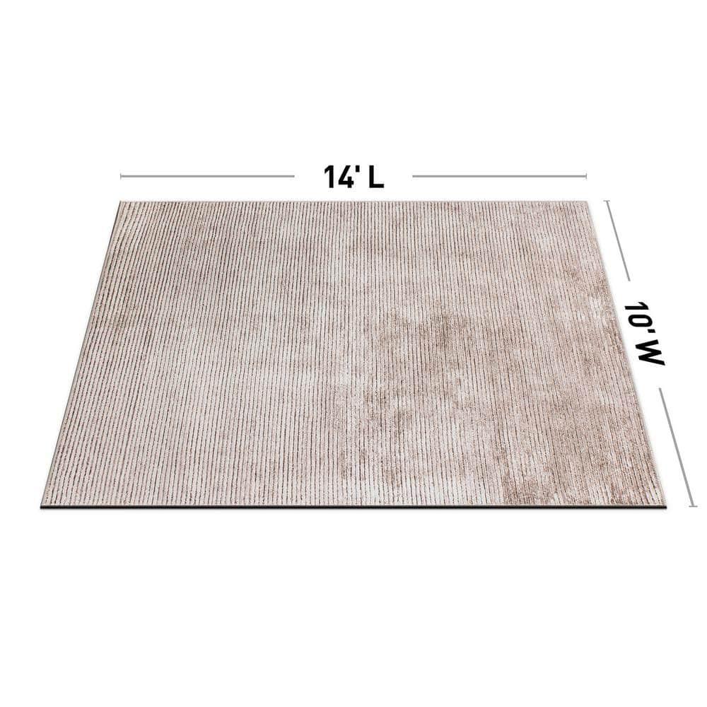 World Rug Gallery Contemporary Distressed Stripe Machine Washable 10'x14' Beige Area Rug