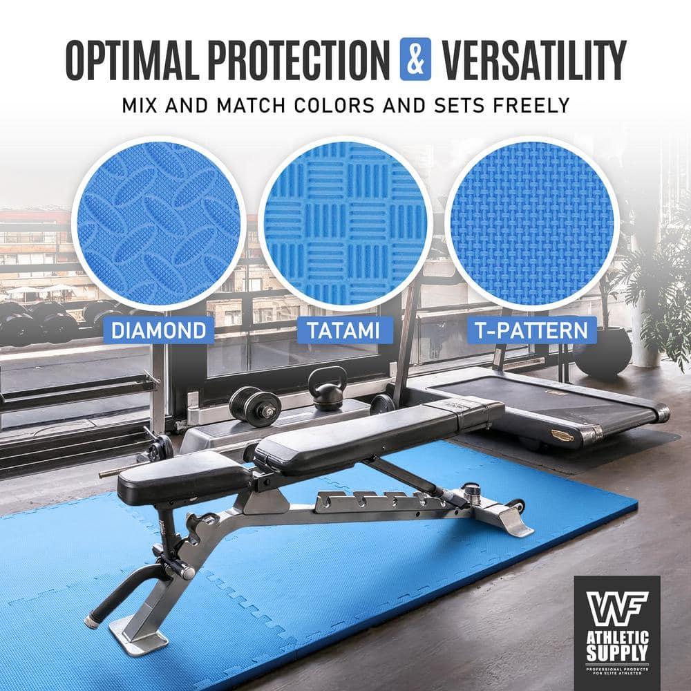 Blue 24 in. W x 24 in. L x 0.5 in. T EVA Foam Diamond Pattern Gym Flooring Mat (6 Tiles/Pack) (24 sq. ft.)