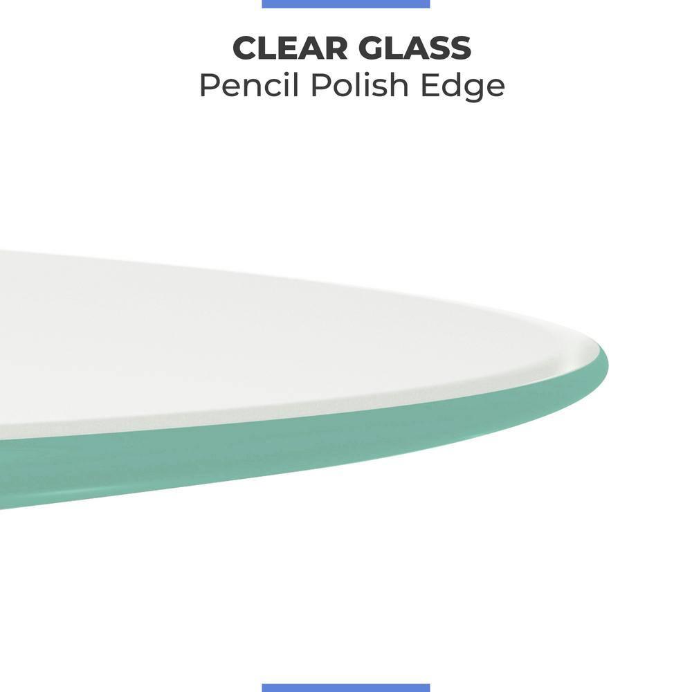 Dulles Glass 20" Round Table Top 3/8" Thick, Pencil Polished Tempered Glass for Indoor Dining or Outdoor Patio, 11 Pounds