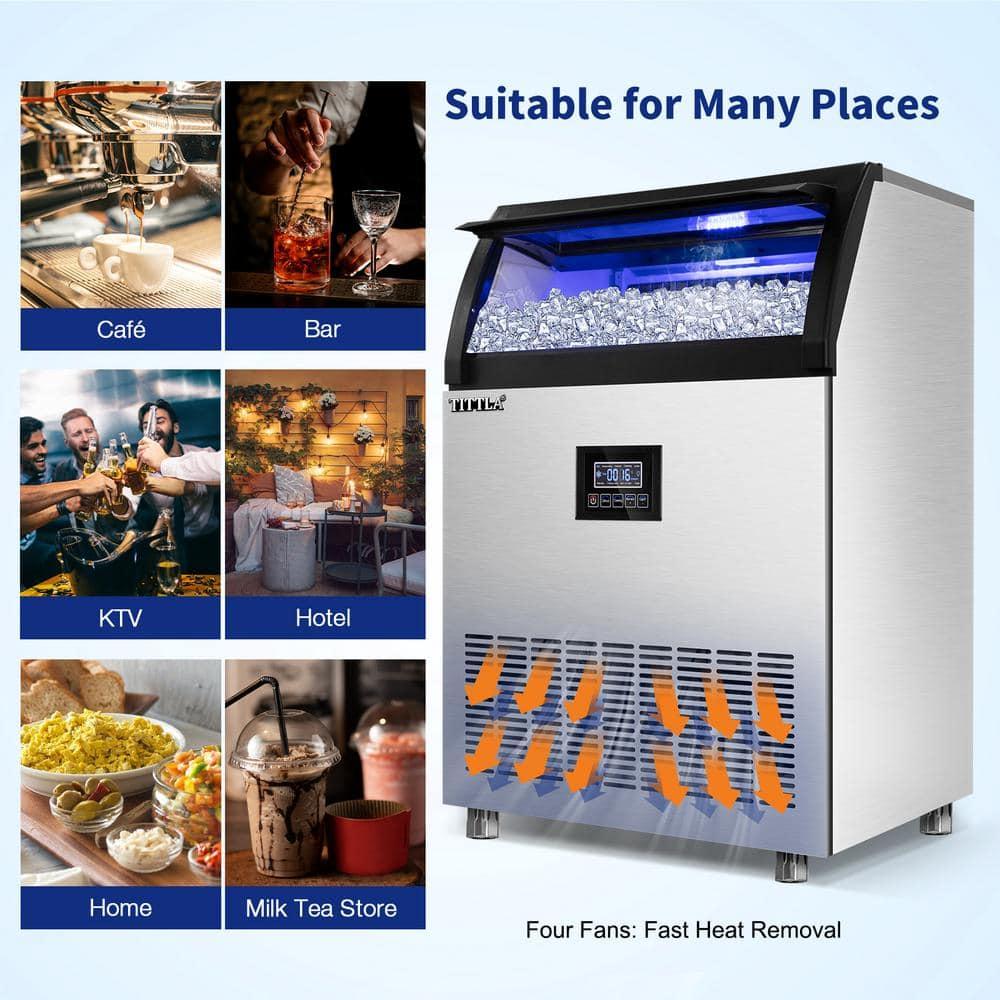 Tittla 24.3 In. 320 Lbs. Built-in Ice Maker with Flip-Up Door, Water Filter, Scoop, and 55 Lbs. Storage Bin