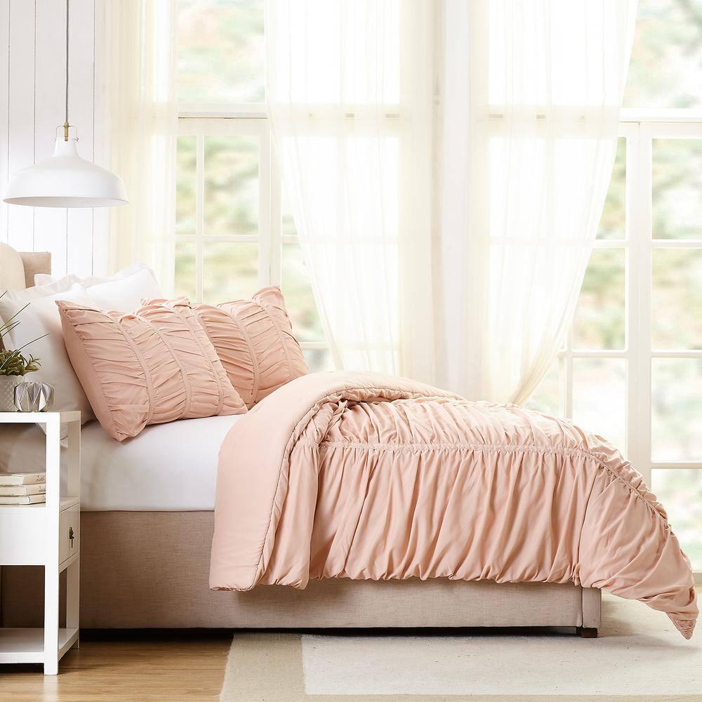 Modern Heirloom Emily Ruched Solid Textured Comforter Set