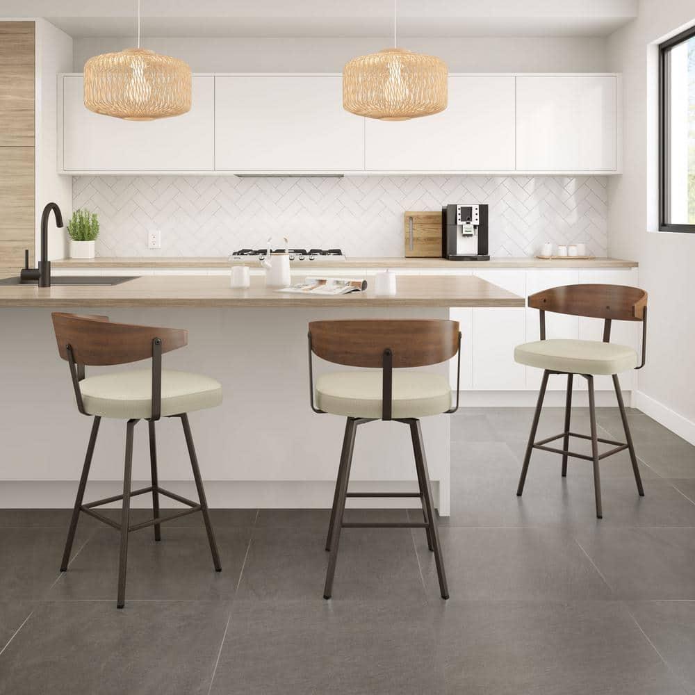 Amir Swivel Counter & Bar Stool with Wooden Back