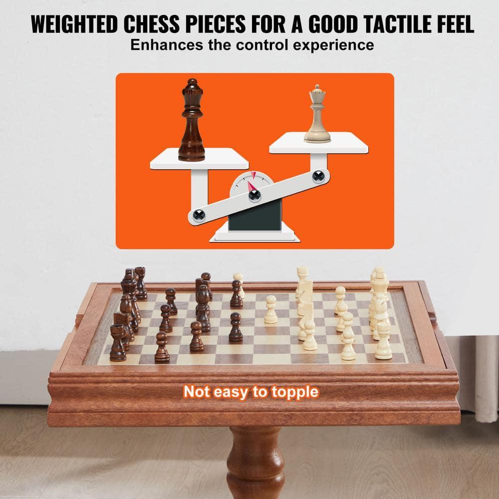 GSE Wooden 3-in-1 Chess Checkers Backgammon Table, Chess Checkers Backgammon Combo Game Set