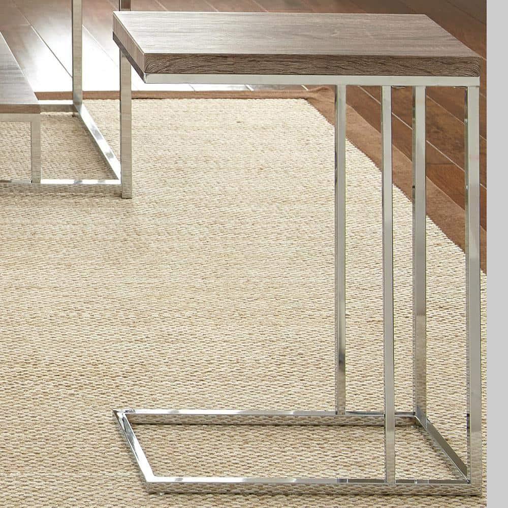 Lucia Chairside End Table Brown - Steve Silver: Chrome Frame, Wood Top, Space-Saving Design