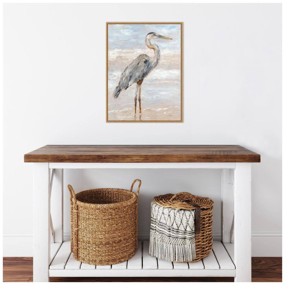 Amanti Art 18"x24" Beach Heron I by Ethan Harper Framed Canvas Wall Art Print: Hand-Stretched, Modern Decor, Polystyrene Frame